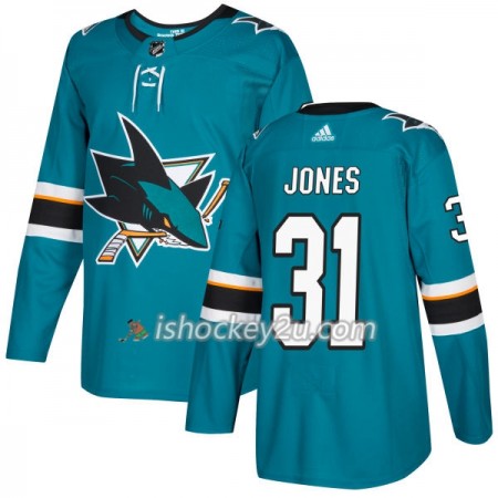 Mænd NHL San Jose Sharks Trøje Martin Jones 31 Adidas 2017-2018 Teal Authentic